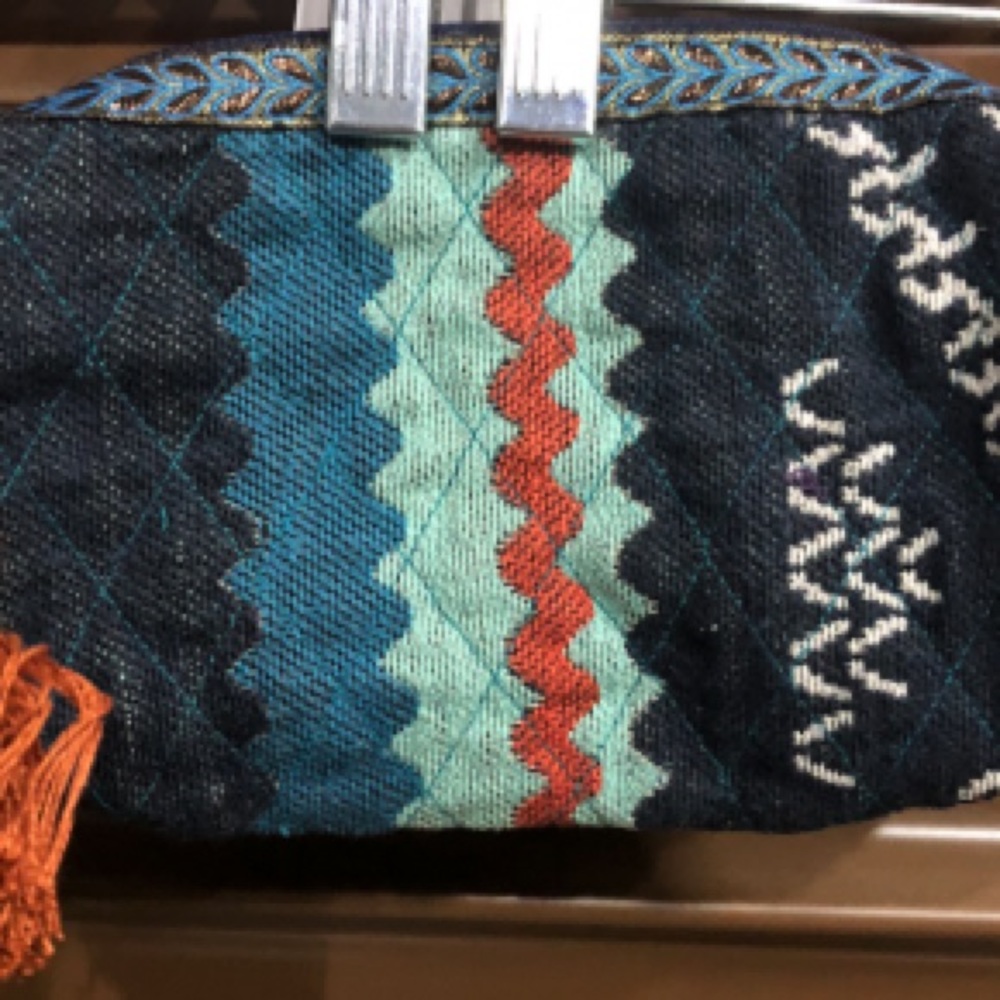 Multi colored makeup bag
